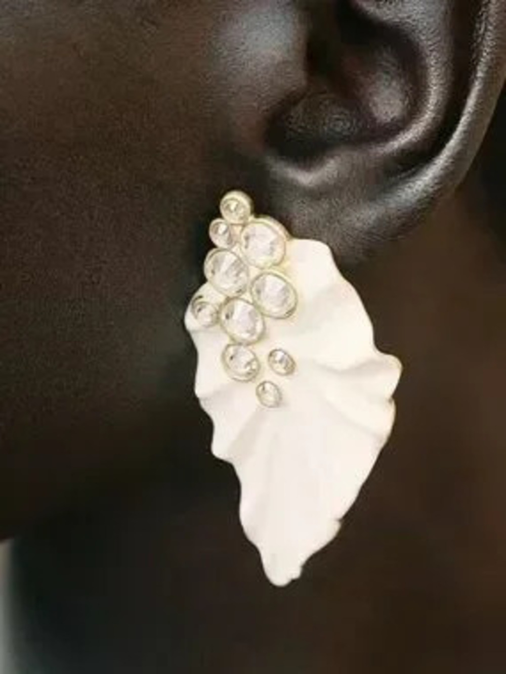 Ivory Petal Couture Earrings with Crystal Accents